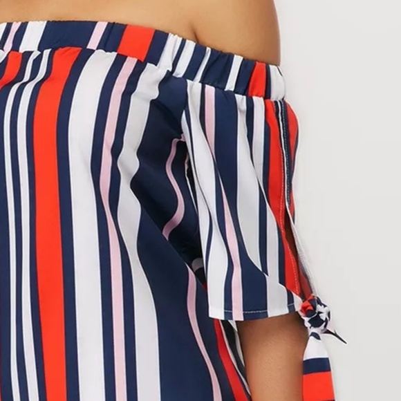 striped off shoulder top - Picture 3 of 5